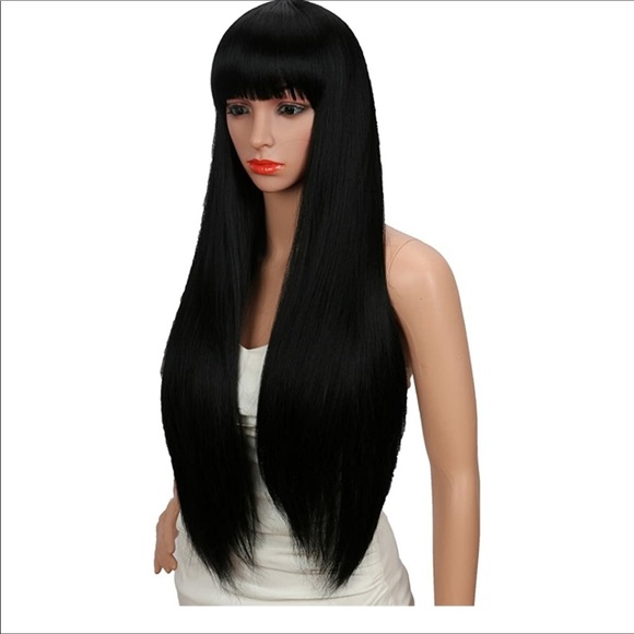 🆕️ Silky Long Black Hair With Bangs Wig